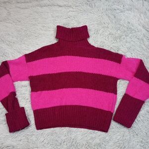 Pink Rose Sweater Womens S Turtleneck Soft Comfort Casual Preppy‎ Stretch